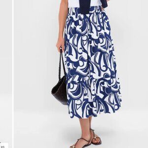 NWT Tuckernuck Hyacinth House Navy & white Swirl Willard Maxi Skirt (size L)